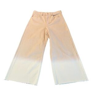 DEAR JOHN WOMEN’S OMBRE CROP WIDE LEG DENIM JEANS SIZE 27 TAN WHITE